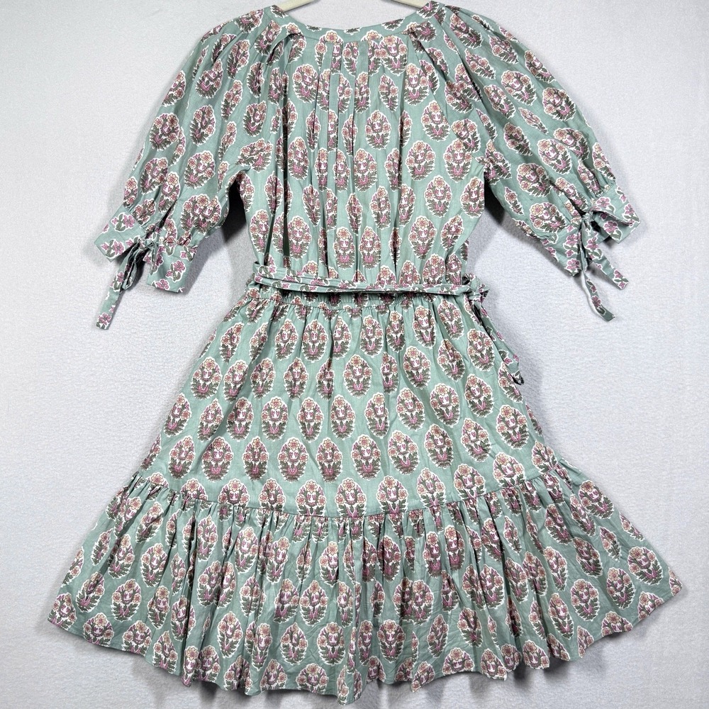 Marea Dress Womens Small Grace Tiered Floral Block Print V Neck Mini Cottage - Picture 7 of 13